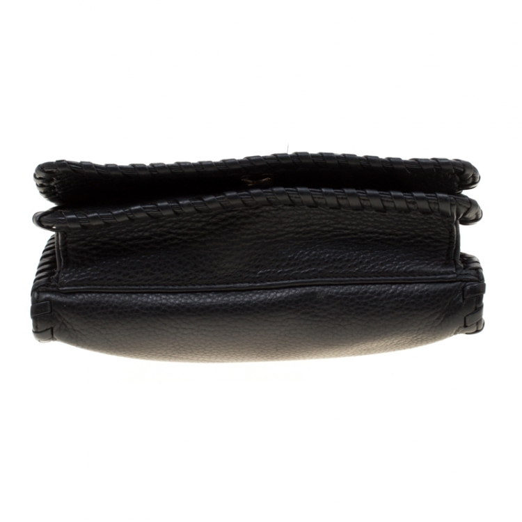 Pre Owned Tory Burch Black Leather Marion Combo Crossbody Bag