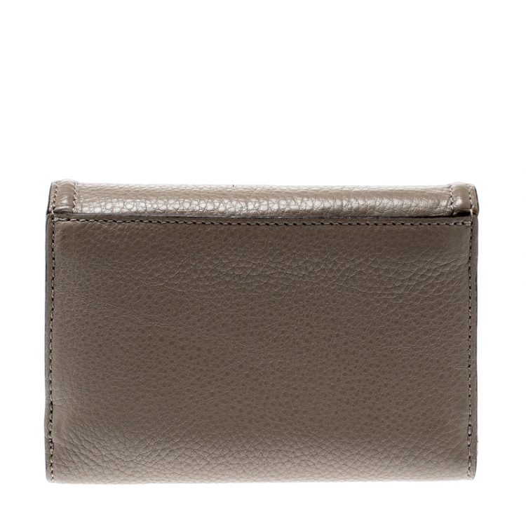 Pre Owned Tory Burch Beige Leather Tri Fold Wallet