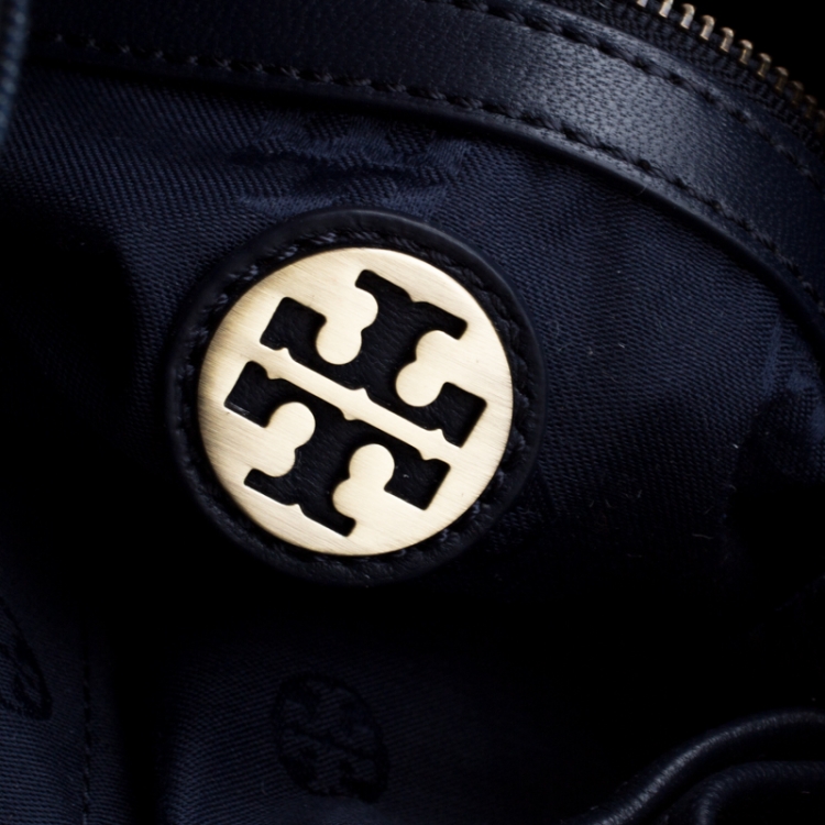 Pre Owned Tory Burch Blue Denim Fleming Quilted Crossbody Bag 