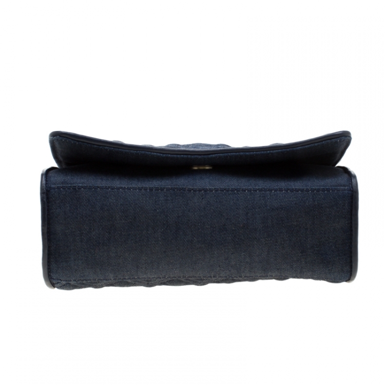 Pre Owned Tory Burch Blue Denim Fleming Quilted Crossbody Bag 