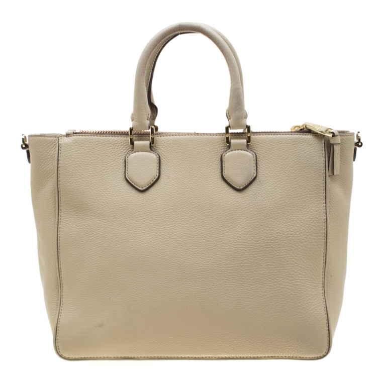 Pre Owned Tory Burch Beige Leather Tote