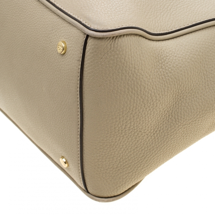 Pre Owned Tory Burch Beige Leather Tote