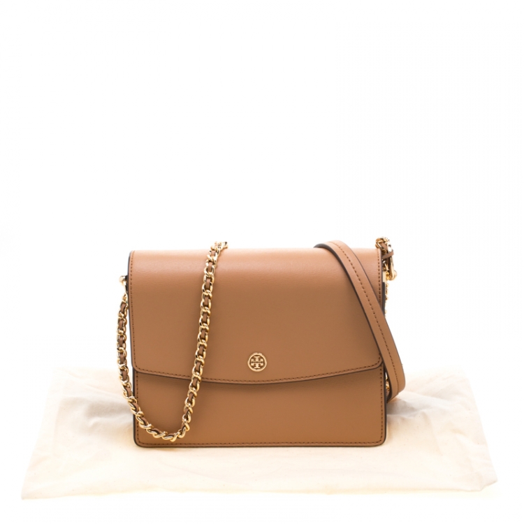 Pre Owned Tory Burch Beige Leather Robinson Shoulder Bag