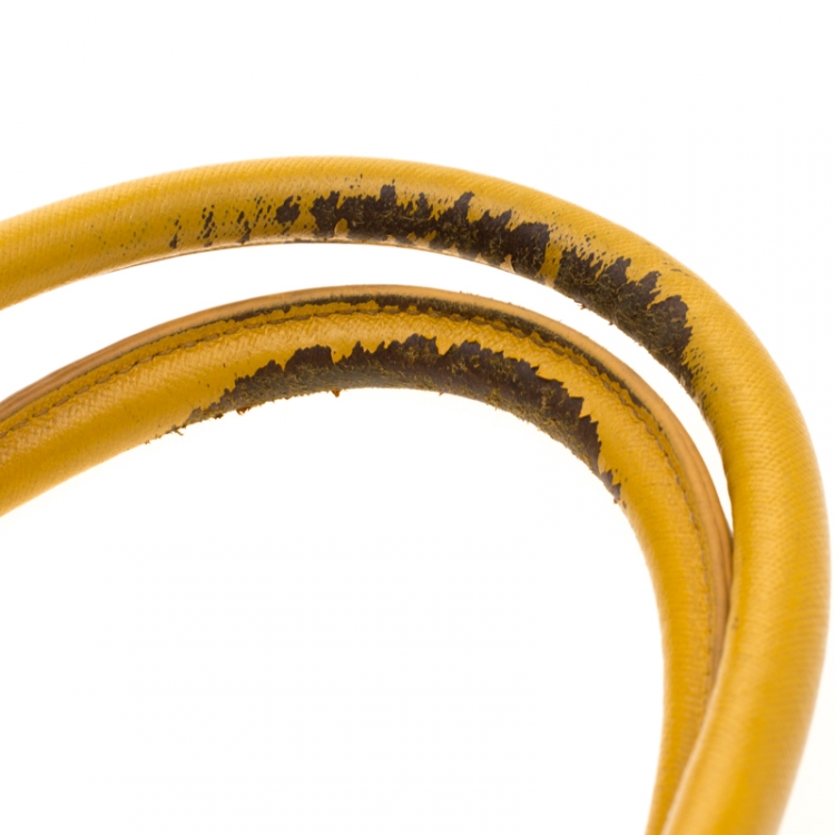 Pre Owned Tory Burch Yellow Leather Robinson Tote