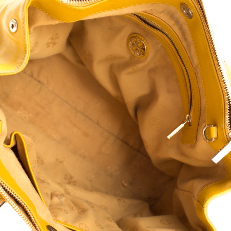 Pre Owned Tory Burch Yellow Leather Robinson Tote