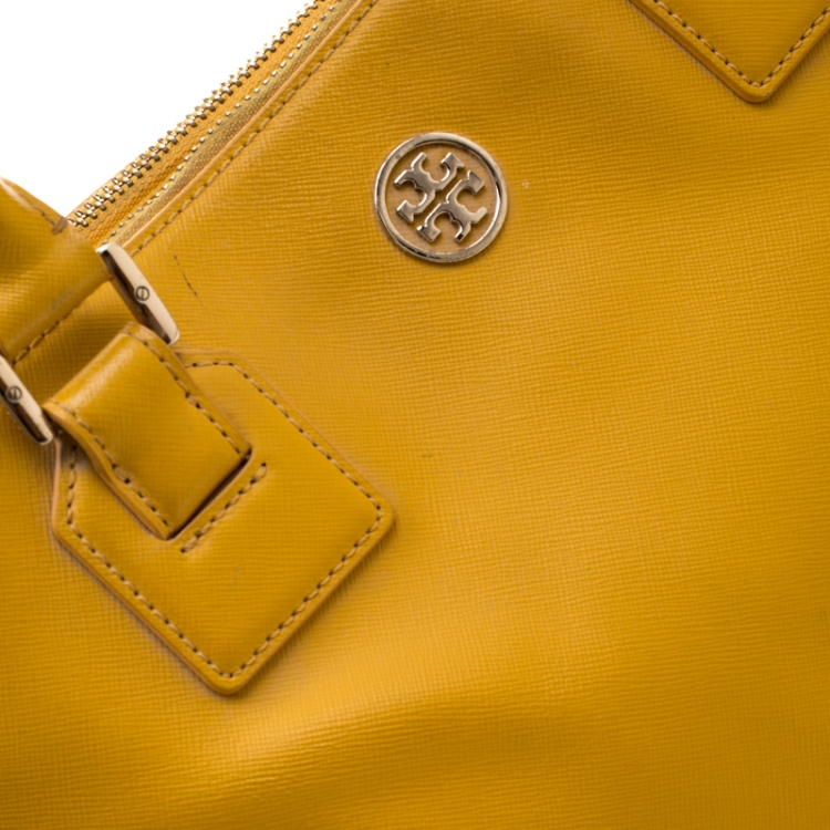 Pre Owned Tory Burch Yellow Leather Robinson Tote