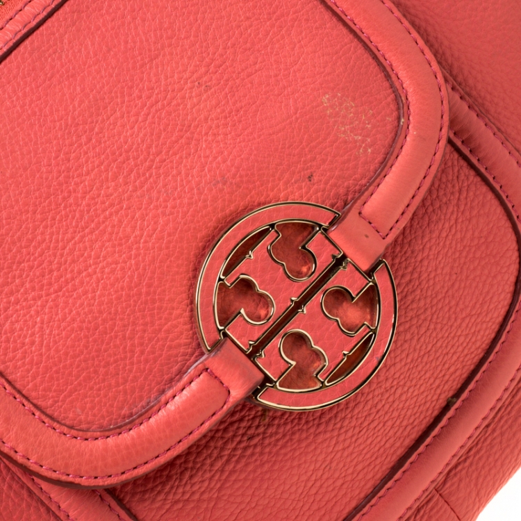 مملوكة مسبقًا Tory Burch Coral Orange Leather Amanda Tote