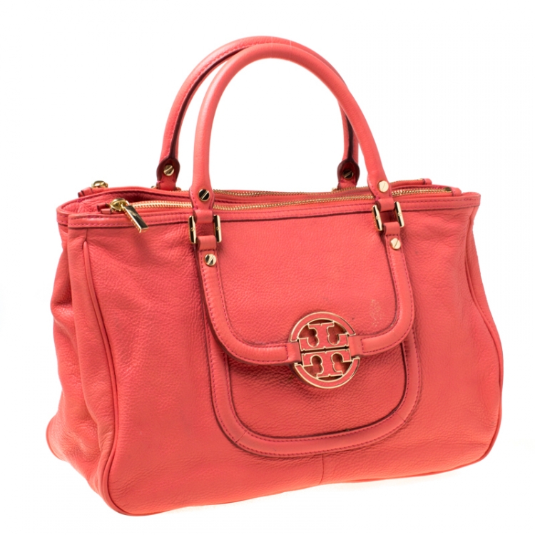مملوكة مسبقًا Tory Burch Coral Orange Leather Amanda Tote