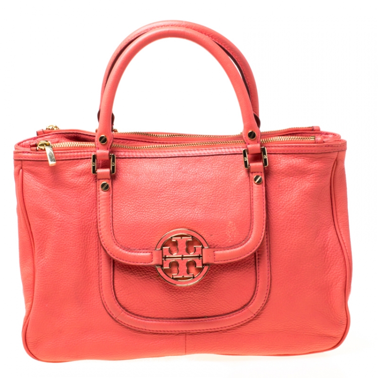 مملوكة مسبقًا Tory Burch Coral Orange Leather Amanda Tote