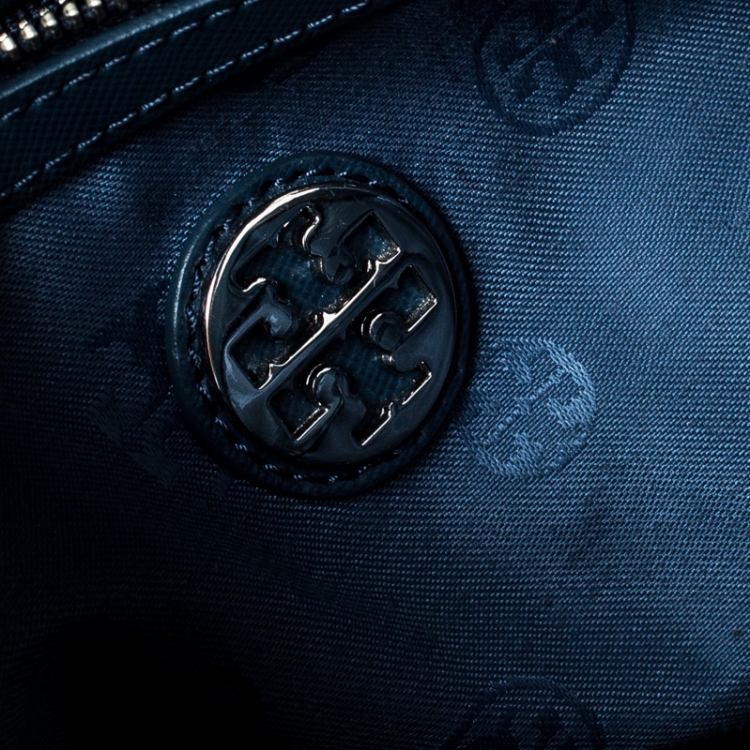 Pre Owned Tory Burch Blue Leather Robinson Tote