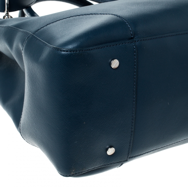 Pre Owned Tory Burch Blue Leather Robinson Tote