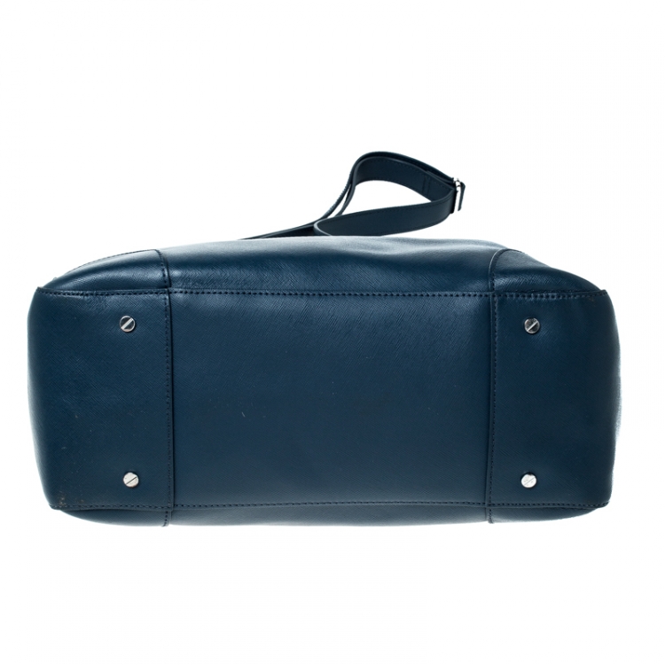 Pre Owned Tory Burch Blue Leather Robinson Tote