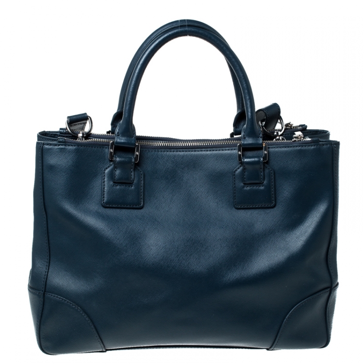 Pre Owned Tory Burch Blue Leather Robinson Tote