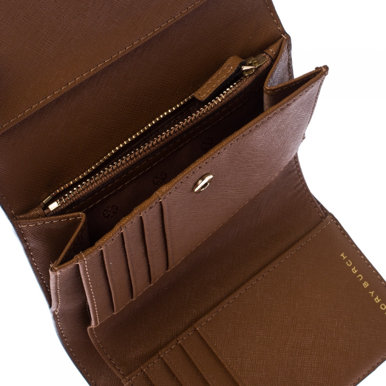 Pre Owned Tory Burch Brown Leather Medium Robinson Wallet