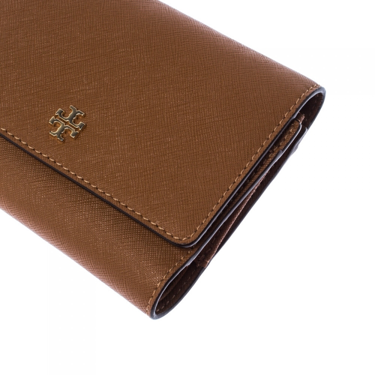 Pre Owned Tory Burch Brown Leather Medium Robinson Wallet