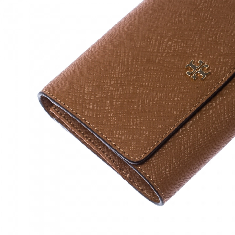 Pre Owned Tory Burch Brown Leather Medium Robinson Wallet