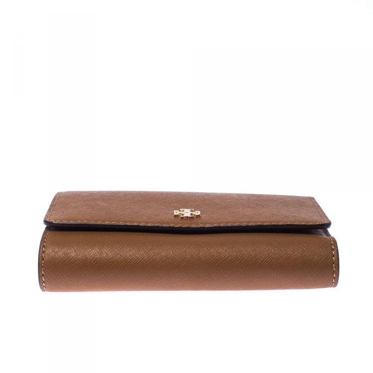 Pre Owned Tory Burch Brown Leather Medium Robinson Wallet