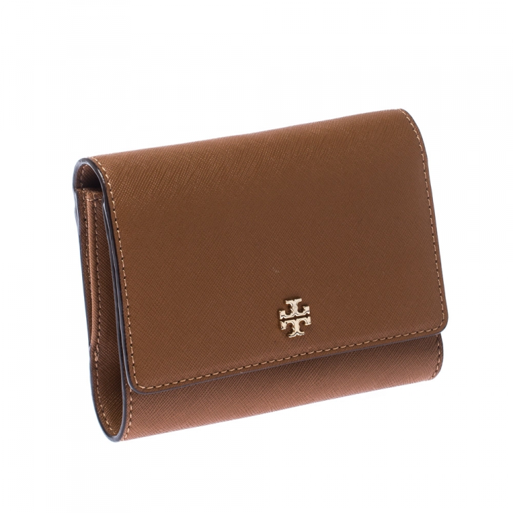 Pre Owned Tory Burch Brown Leather Medium Robinson Wallet