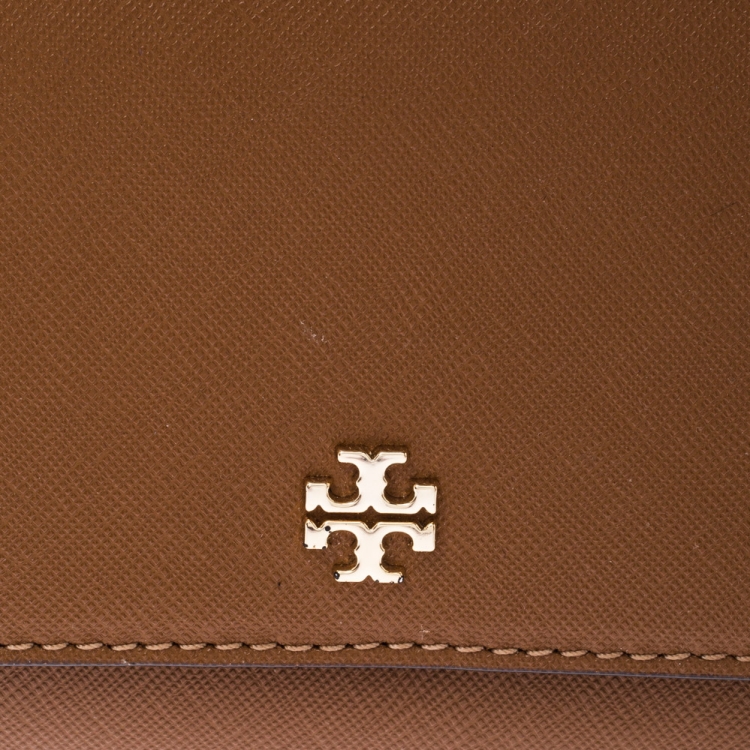 Pre Owned Tory Burch Brown Leather Medium Robinson Wallet