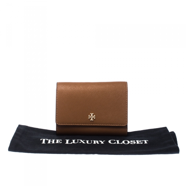 Pre Owned Tory Burch Brown Leather Medium Robinson Wallet