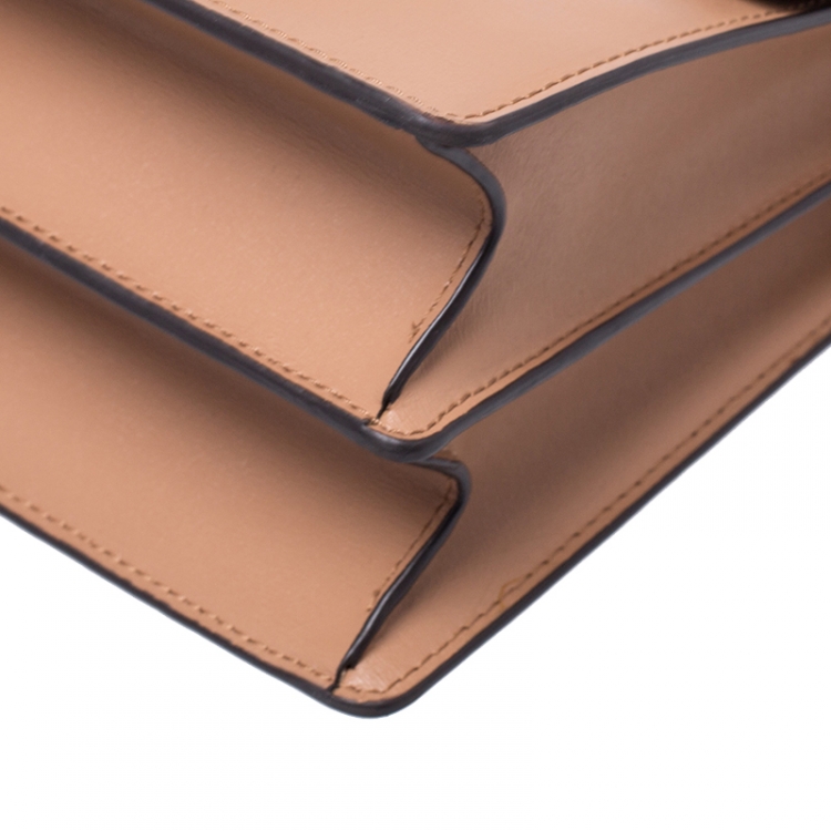 Pre Owned Tory Burch Tan Leather Flap Shoulder Bag