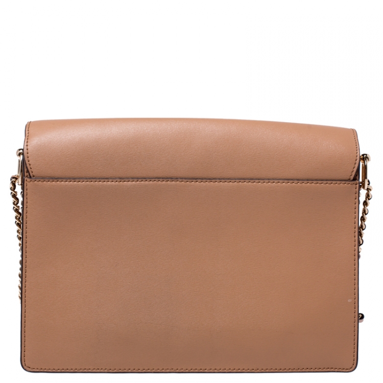 Pre Owned Tory Burch Tan Leather Flap Shoulder Bag