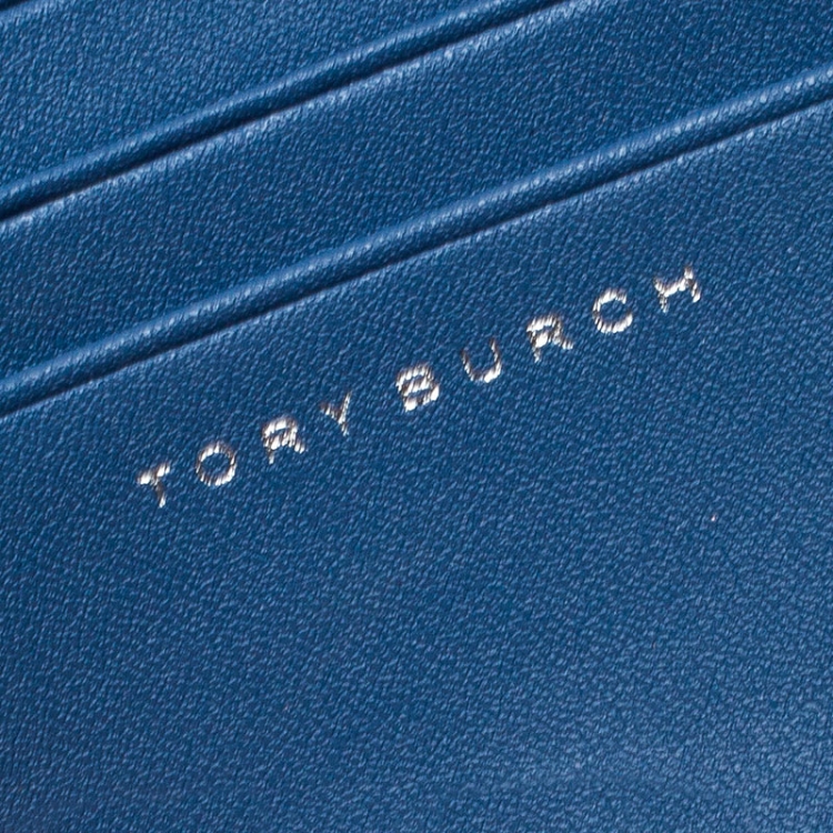 Pre Owned Tory Burch Grey Leather Elephant Foldable Mini Wallet