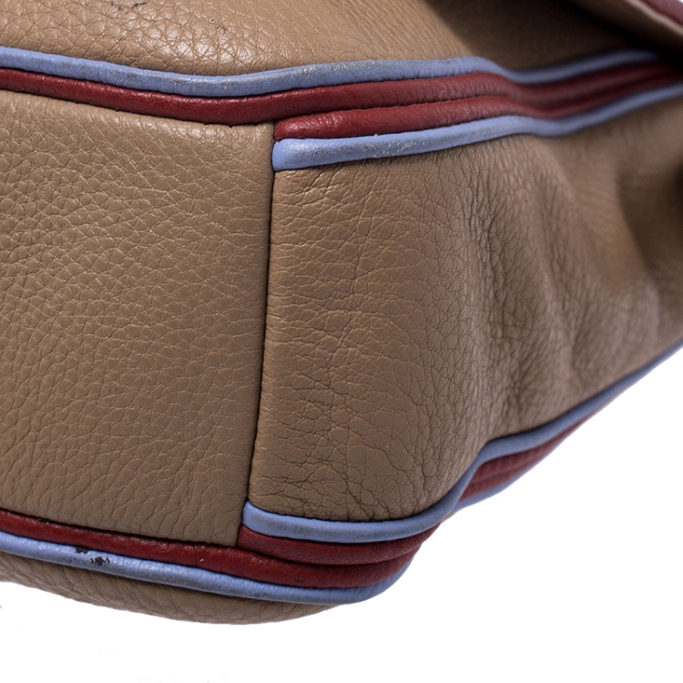 Pre Owned Tory Burch Camel Leather Flap Crossbody Bag