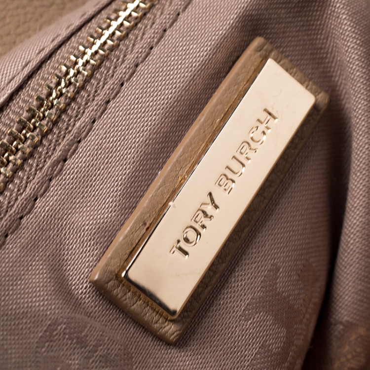 Pre Owned Tory Burch Camel Leather Flap Crossbody Bag