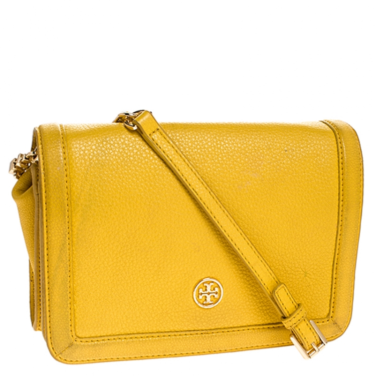 Tory Burch Yellow Leather Robinson Chain Crossbody Bag Tory Burch Tlc