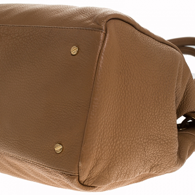 Pre Owned Tory Burch Brown Leather Drawstring Tote