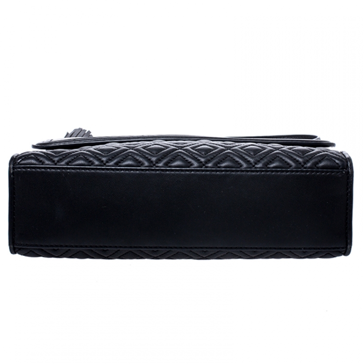 Pre Owned Tory Burch Black Leather Fleming Convertible Shoulder Bag