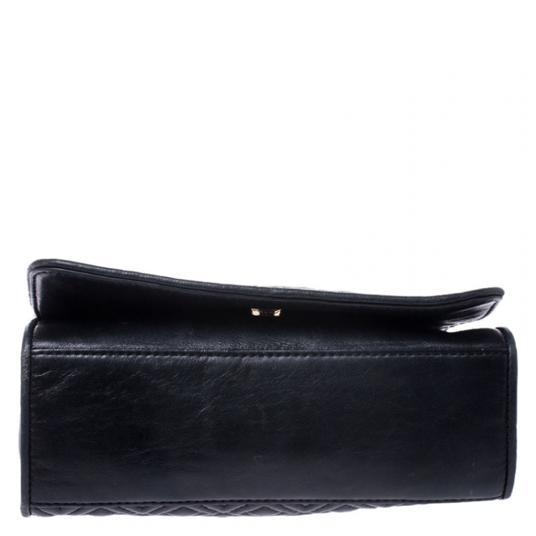 Pre Owned Tory Burch Black Leather Fleming Crossbody Bag