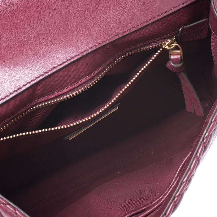 Pre Owned Tory Burch Burgundy Leather Fleming Crossbody Bag
