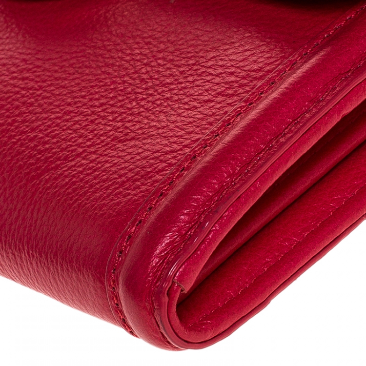 Pre Owned Tory Burch Pink Leather Amanda Chain Clutch