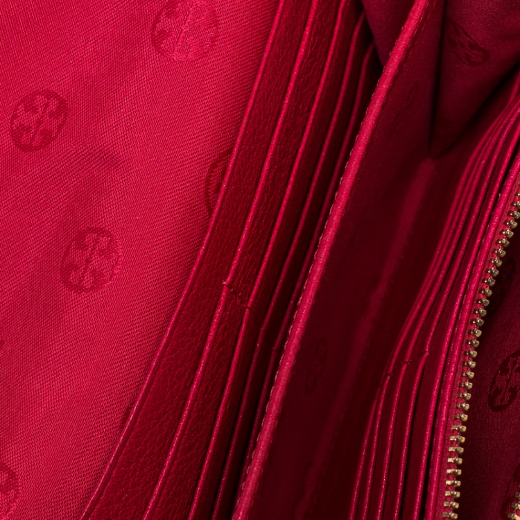 Pre Owned Tory Burch Pink Leather Amanda Chain Clutch