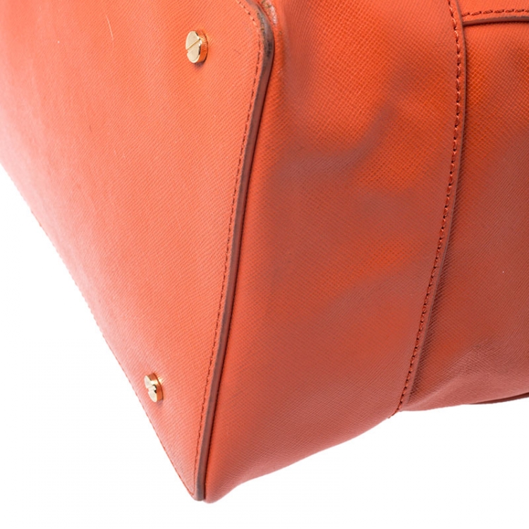 Pre Owned Tory Burch Orange Leather Robinson Middy Satchel