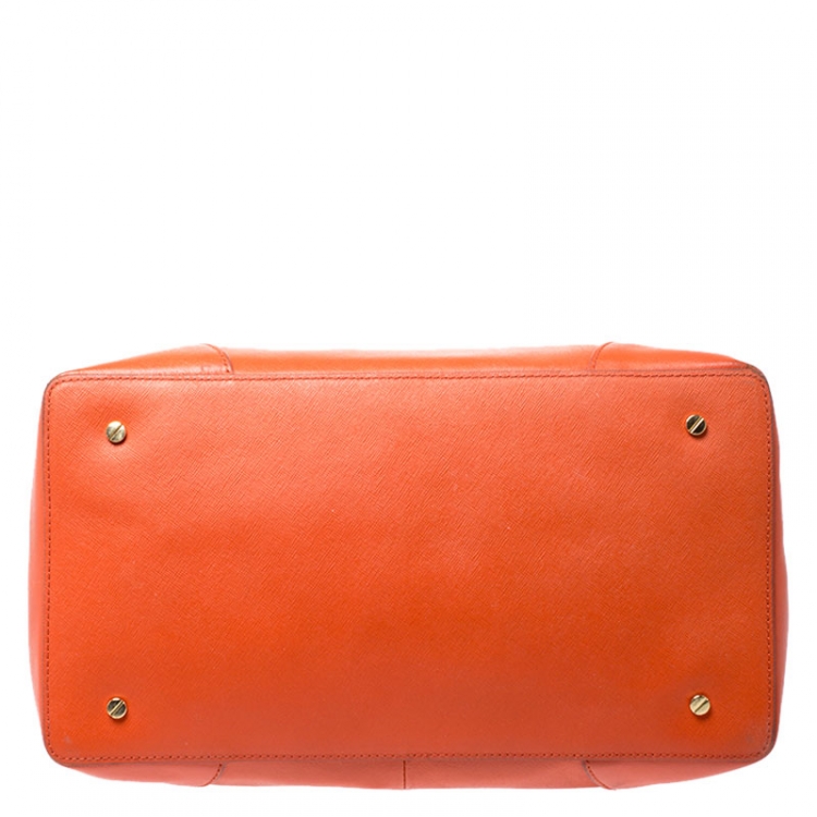 Pre Owned Tory Burch Orange Leather Robinson Middy Satchel
