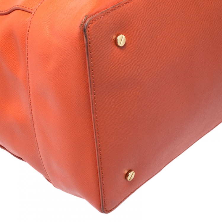 Pre Owned Tory Burch Orange Leather Robinson Middy Satchel