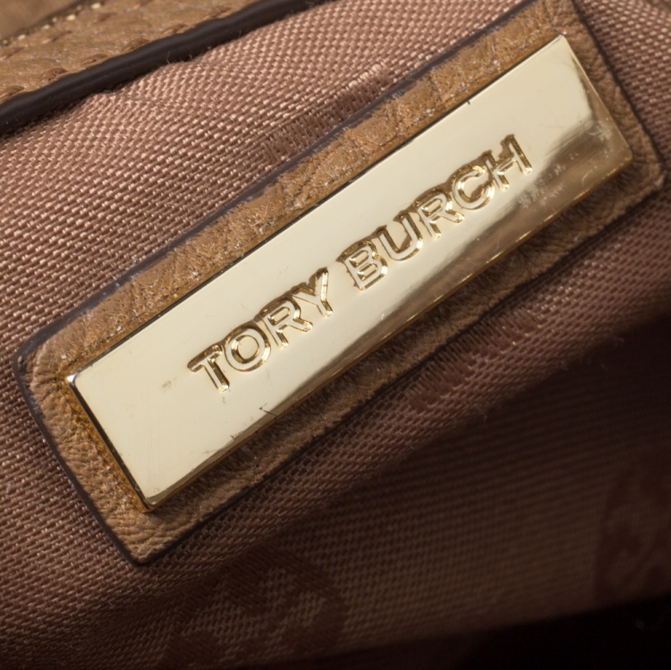 Pre Owned Tory Burch Tan Leather Side Zip Satchel
