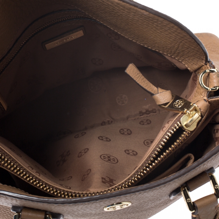 Pre Owned Tory Burch Tan Leather Side Zip Satchel