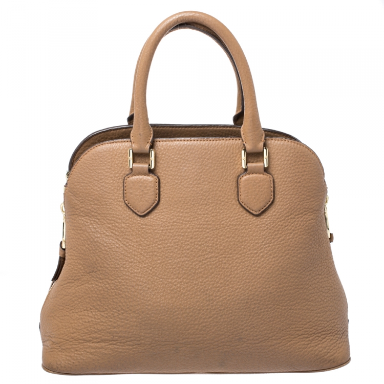 Pre Owned Tory Burch Tan Leather Side Zip Satchel