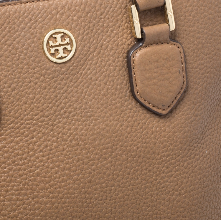 Pre Owned Tory Burch Tan Leather Side Zip Satchel