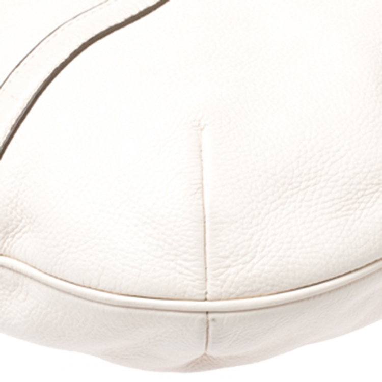 Pre Owned Tory Burch Off White Leather Amanda Flat Shoulder Bag