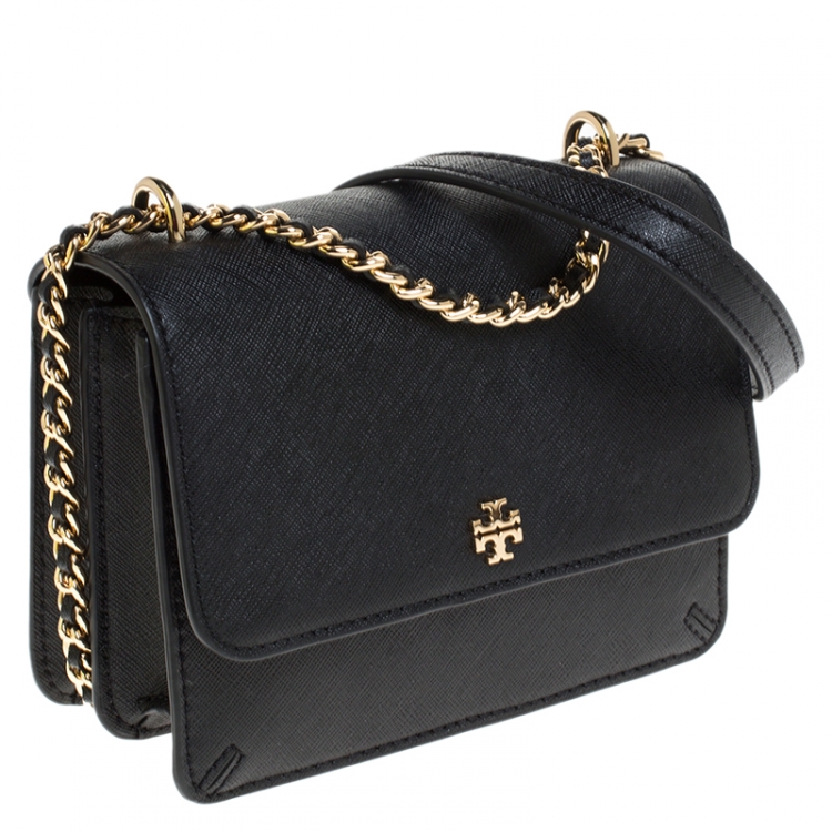 Pre Owned Tory Burch Black Leather Mini Robinson Crossbody Bag