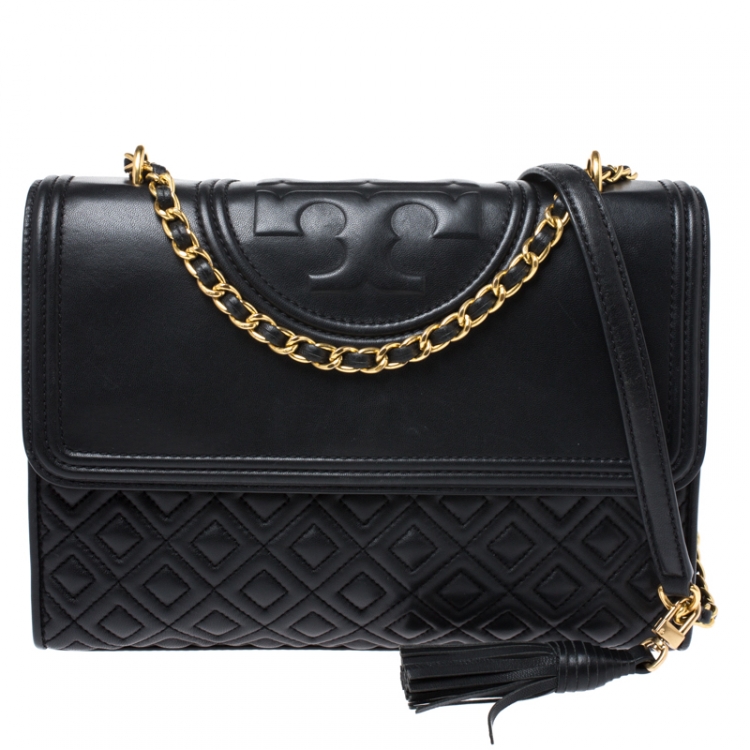 Tory Burch Black Quilted Leather Large Fleming Shoulder Bag Tory Burch | TLC