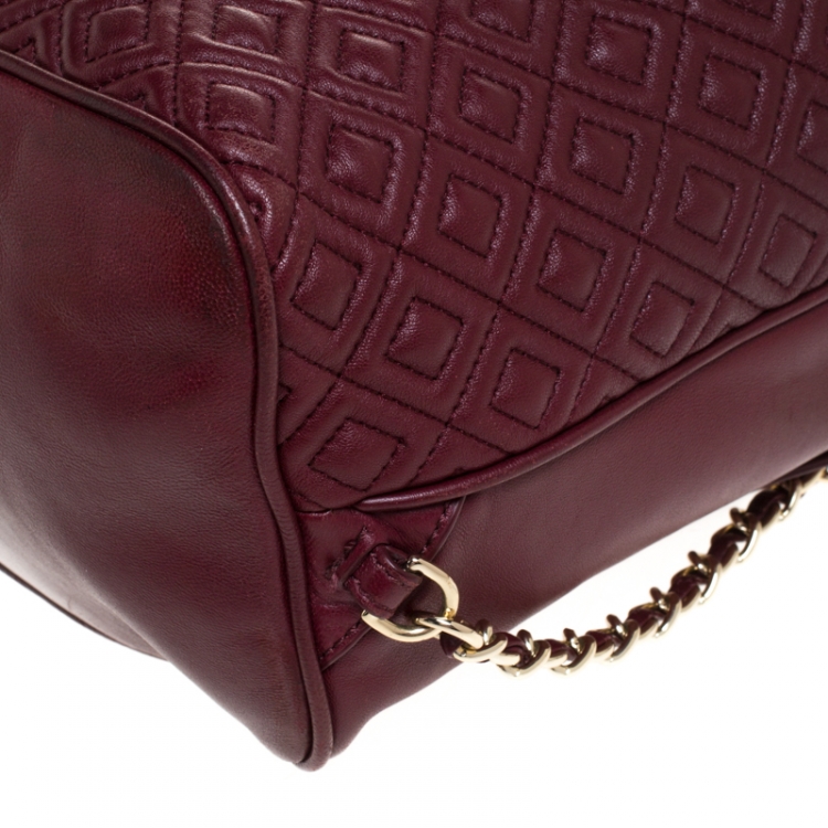 Pre Owned Tory Burch Burgundy Leather Talor Backpack