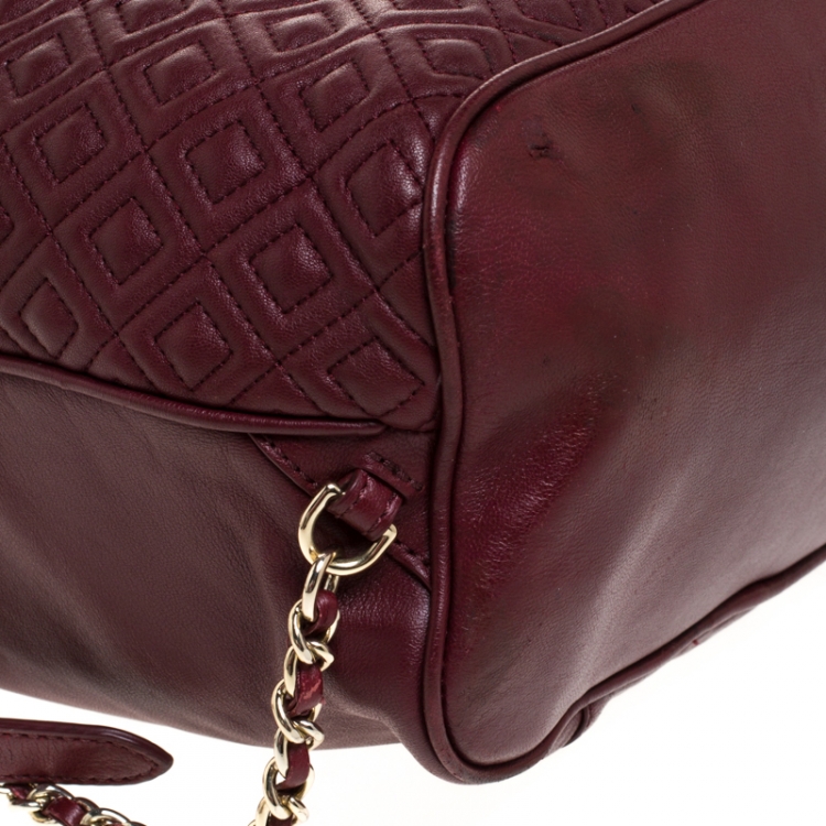 Pre Owned Tory Burch Burgundy Leather Talor Backpack