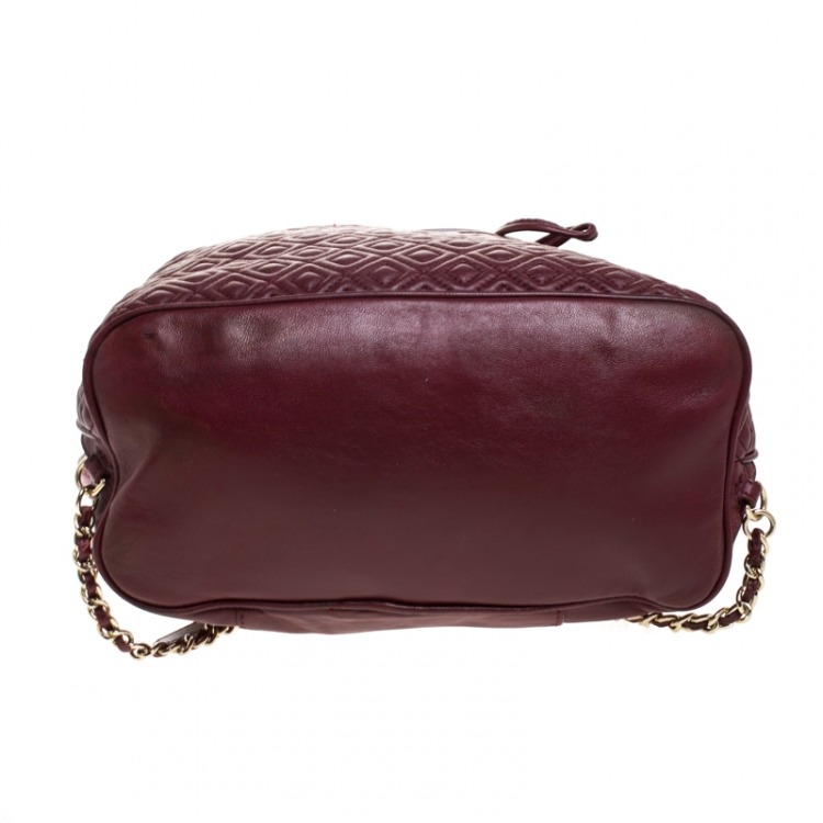 Pre Owned Tory Burch Burgundy Leather Talor Backpack
