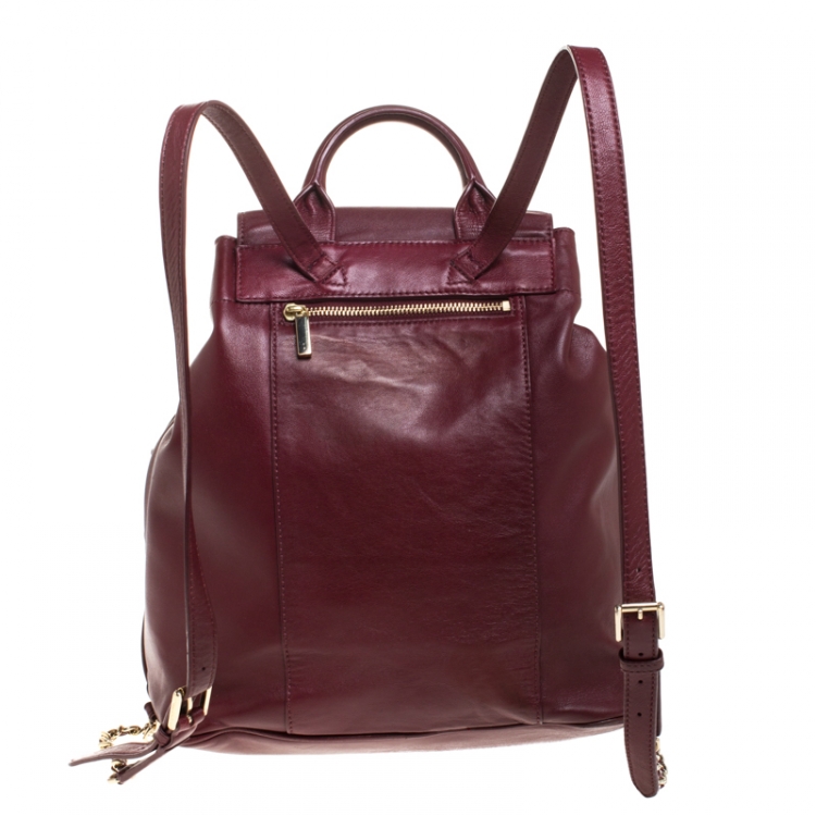 Pre Owned Tory Burch Burgundy Leather Talor Backpack